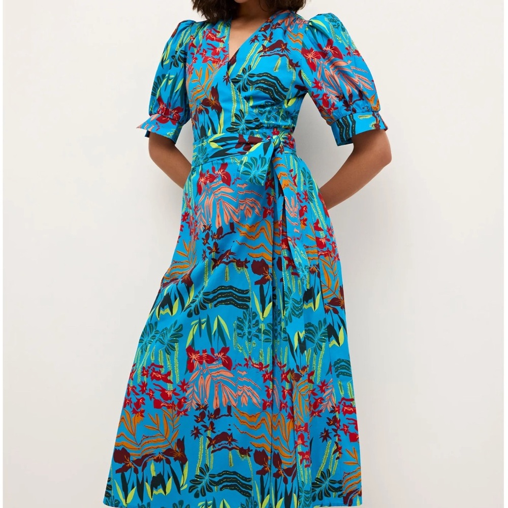Marie Oliver Rita Wrap Dress in Amazon Azure- size M